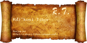 Rákosi Tibor névjegykártya